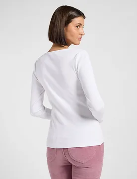 Slim Long Sve Square Neck Top Bright White Größe M female - Lee - FashionsVida