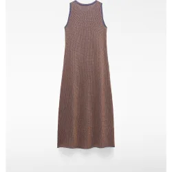 Vestido midi de punto jacquard con flecos