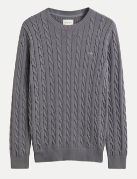 Gant Pullover mit Zopfmuster Grau M