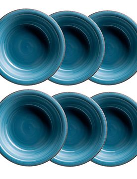 Suppenteller-Set, Steingut LUMACA blau
