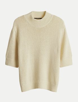 Kurzarm-Strickpullover Tavery Beige 38