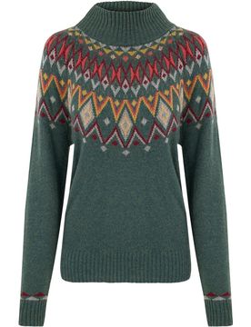Indu Eco Mock Neck Damen Rollkragenpullover, grün L