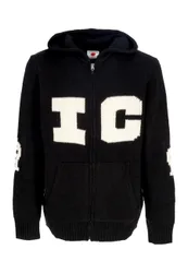 Cardigan Uomo Running Dog Knitted Zip Through Hoodie Black