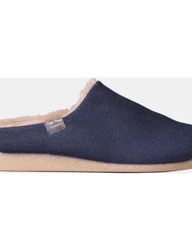 Zapatillas de casa de hombre en azul marino abiertas lisas con forro interior de suave pelo - Toni Pons - FashionsVida