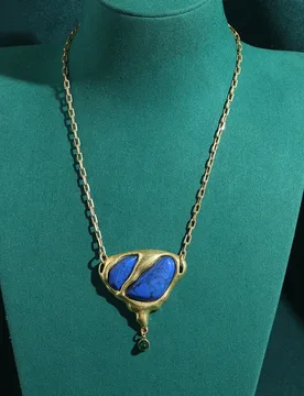 Vintage Blue Lapis Lazuli Pendant Necklaces Gold Color Heart Stone Woman Accessories Party Dress Luxury Dubai Jewelry 2026 New - Aliexpress - FashionsVida