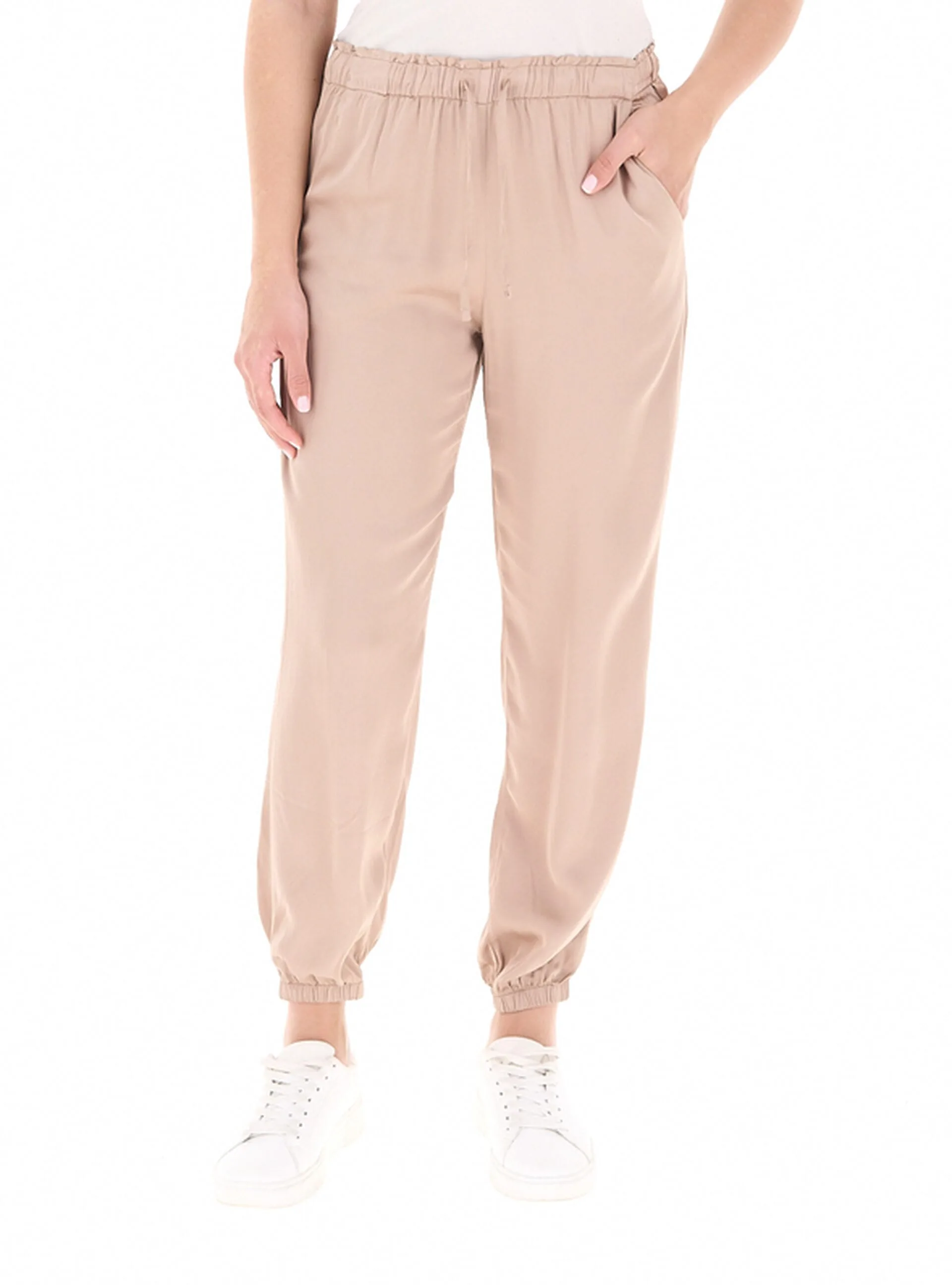 Pantalone vita elasticizzata BEIGE L - DEHA - FashionsVida