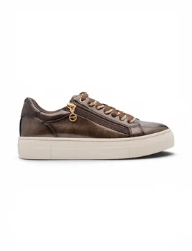 Women's Tamaris Faux Leather Fashion Lace Up Sneakers - 23313-41 in Brown Size: 5 - Brown - Size: 5 - Infinity Leather - FashionsVida