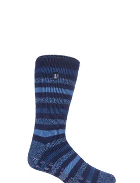 Mens 1 Pair SOCKSHOP 2.3 TOG Plain and Patterned Slipper Socks Stripe Navy / Denim 6-11 Mens - Blue - Size: 6-11 Mens - Heat Holders - FashionsVida