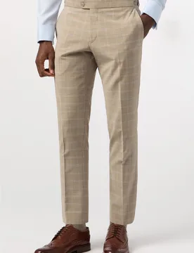 Mens Flat Fronted Tailored Suit Trousers In Nude - Size 46 Regular - Alexandre Silver Label - FashionsVida