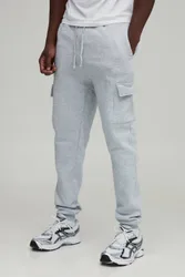 Herren Große Größen Essential Schmale Cargo Jogginghose Grey Marl Größe Medium