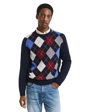 Maglione Argyle Dark Navy Melange XL