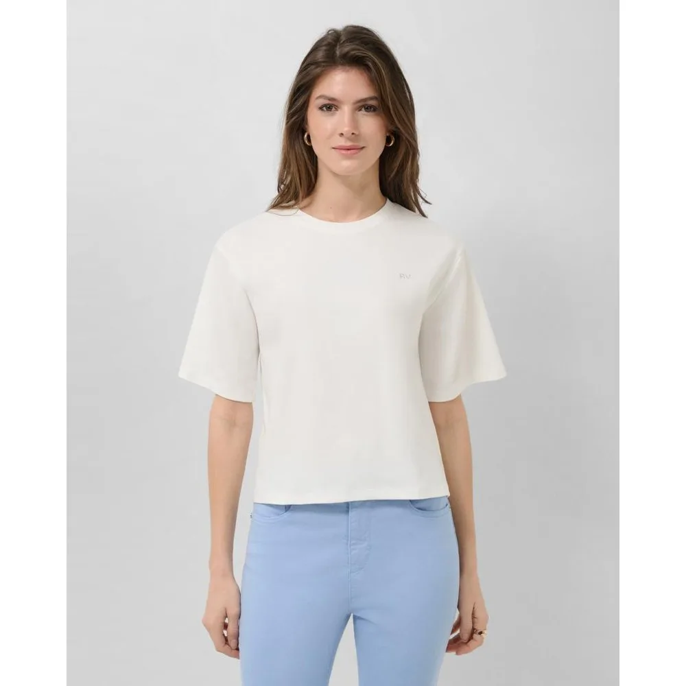 Camiseta de mujer oversize con strass RV en pecho - Roberto Verino - FashionsVida