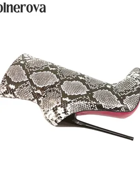 Grey Snake Print Stiletto Boots 16cm Lacquered Heel Extreme Ankle Boots Sexy Handmade Zipper Boots for Women Customizable Colors - Aliexpress - FashionsVida