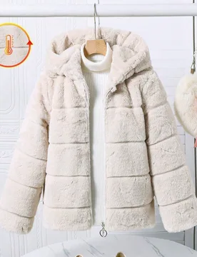 Chaqueta casual a juego con capucha simétrica a cuadros, adecuada para uso diario para niña preadolescente - Shein - FashionsVida