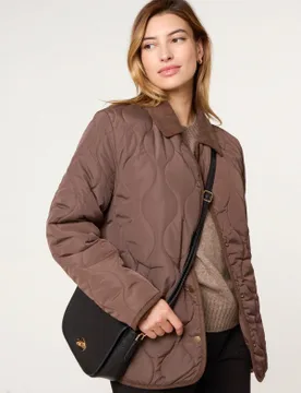 Quilted Cord Collar Coat - L / CHOCOLATE - female - Blue Vanilla - FashionsVida