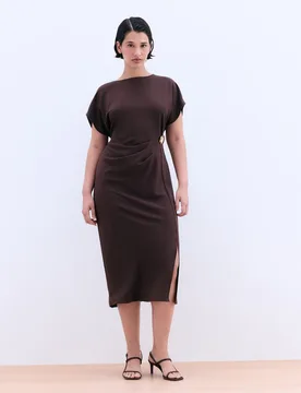Vestido sin mangas midi drapeado - Couchel - FashionsVida