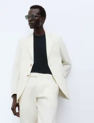 Tailored Fit Italian Performance Linen Blend Suit Jacket White male