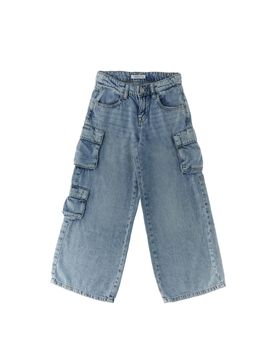 Jeans cargo wide BLU CHIARO 140