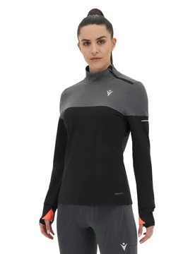 Felpa Con Mezza Zip Delia Black / Medium Grey S