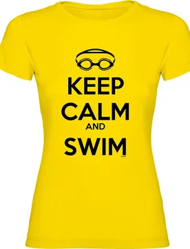 Keep Calm And Swim Short Sleeve T-shirt Yellow S Women - Kruskis - FashionsVida