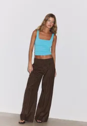 Hose mit gestreiftem Bund Braun 32