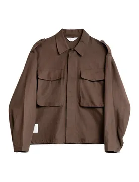 Military overshirt camicione in cotone con tasconi - moro - WOODEN - FashionsVida