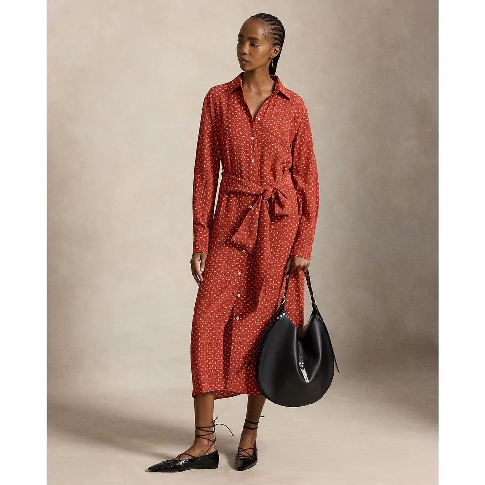Vestido midi camisero estampado - Polo Ralph Lauren - FashionsVida