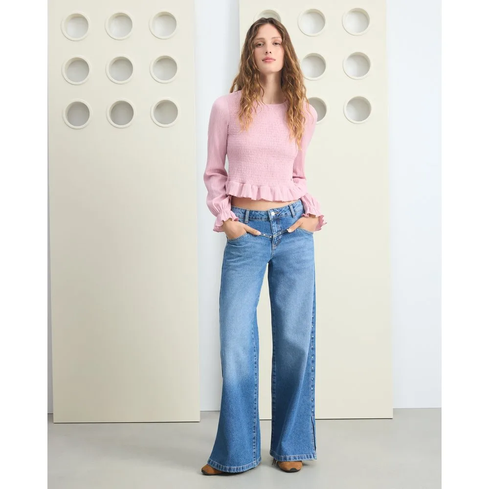 Pantalón yoke de mujer con tachas - Green Coast - FashionsVida