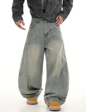 Pieza Pantalones vaqueros de pierna ancha con ajuste holgado y parches, estilo casual de los hermanos de la justicia, lavado desgastado, pantalones de - Shein - FashionsVida