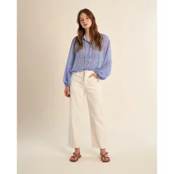 Camisa de mujer de manga larga estampado rayas