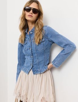 Giacca di jeans aderente - blu