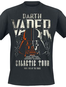 Disney T-Shirt - DARTH VADER GALACTIC TOUR POSTER - M bis L - für Männer - Größe L - schwarz - Lizenzierter Fanartikel - Männer - male