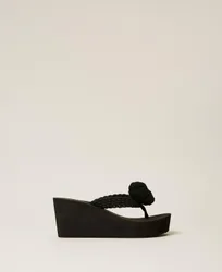 Sandales compensées avec fleur