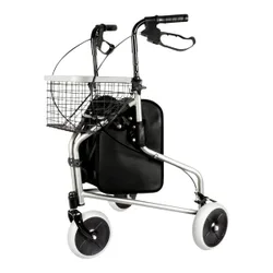Dreirad Rollator Aluminium mit Korb, Tasche und Tablett - AT51029 grau