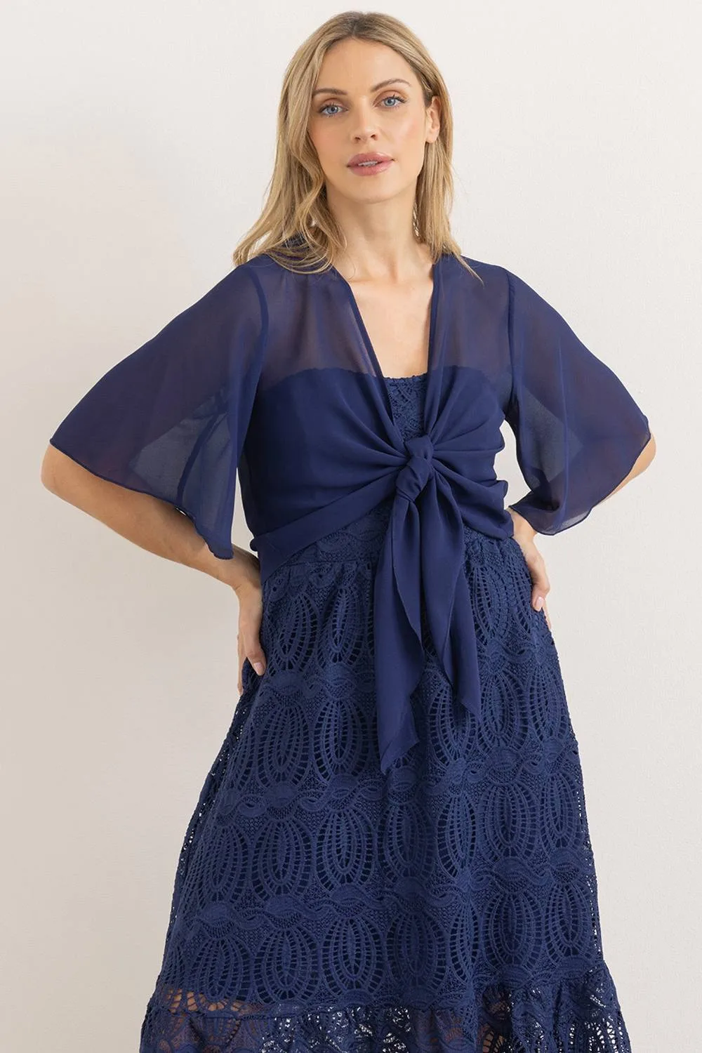 Tie Front Cover Up - Midnight - Size: S - Klass. - FashionsVida