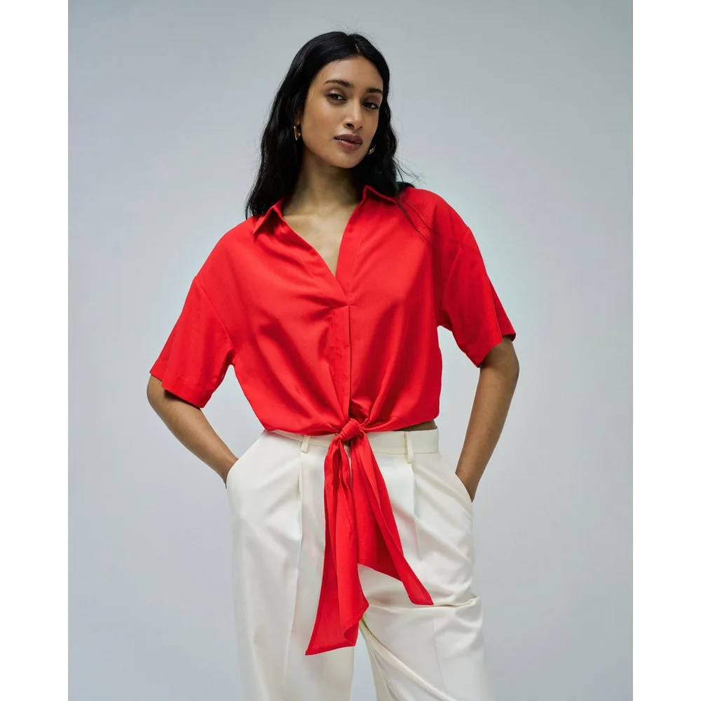 Camisa de mujer en lightdenim con lazo en el dobladillo - Salsa Jeans - FashionsVida