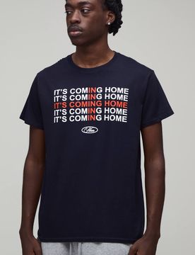 Herren Regular Geschnittenes T-Shirt Mit „It's Coming Home"-Aufdruck Navy Größe Large