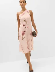 Floral Ruffle Strappy Asymmetric Cami Dress Pink Mix female