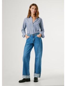 Para mujer. PL2050878 Jeans Loose Turn-Up (25/30), Casual, Algodón, Denim