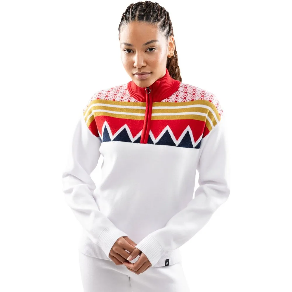 Jersey punto media cremallera mujer Sapporo-W White - Siroko - FashionsVida