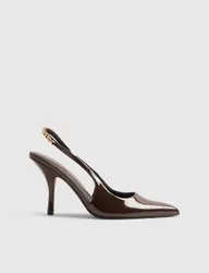 Stiletto Pointed Slingback Shoes Brown female