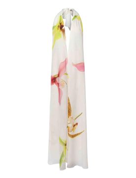 Vestito lungo con stampa orchidea
