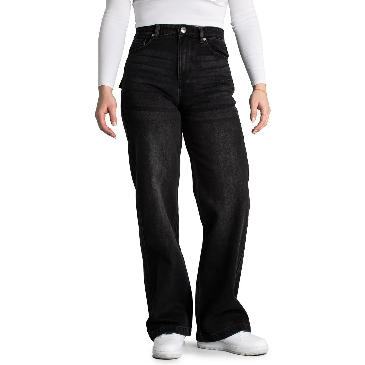 Naddy Wide Leg Jeans Washed Black 29 Damen - Pegador - FashionsVida