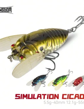 Kingdom 1 pieza Señuelo de Pesca de Simulación de Cigarra Flotante de Superficie con Alas Blandas Desmontables, Sistema de Sonido de Cascabel Integr - Shein - FashionsVida
