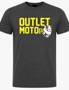 T-Shirt Girocollo Outletmoto Grigio Scuro Scritta Giallo Flu taglia L - Berik - FashionsVida