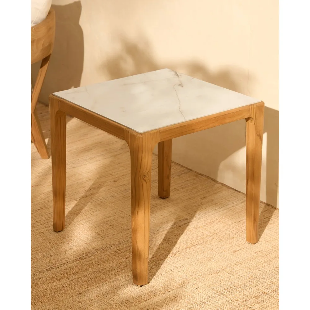 Mesa auxiliar de jardín de madera de teca Comporta - El Corte Inglés - FashionsVida