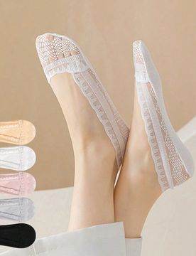 Pares de calcetines náuticos invisibles de encaje para mujer, sin costuras, con silicona antideslizante para el verano
