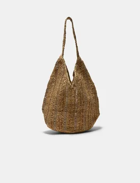 Schultertasche aus Raphia mit metallisiertem Garn Ecru OS - Stradivarius - FashionsVida