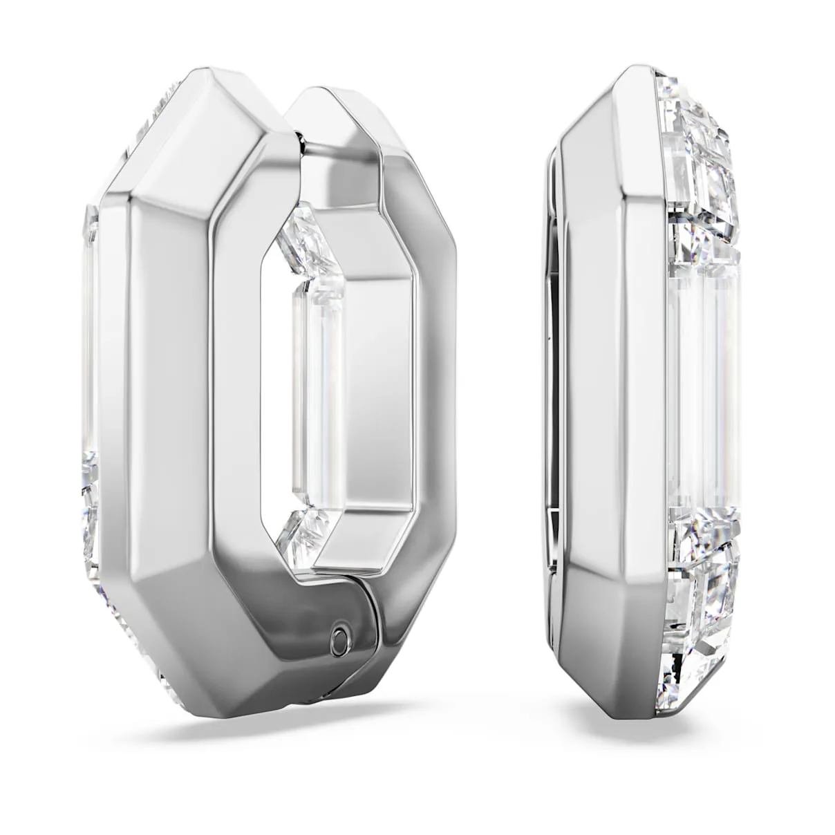 Orecchini a cerchio Lucent, Forma ottagonale, Piccoli, Bianchi OS - Swarovski - FashionsVida