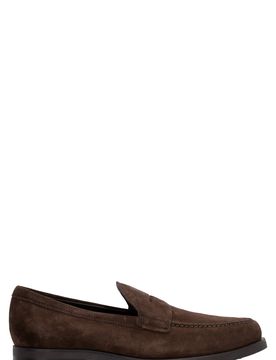 Men's Suede Loafers with Visible Stitches and Rubber-Dot Sole